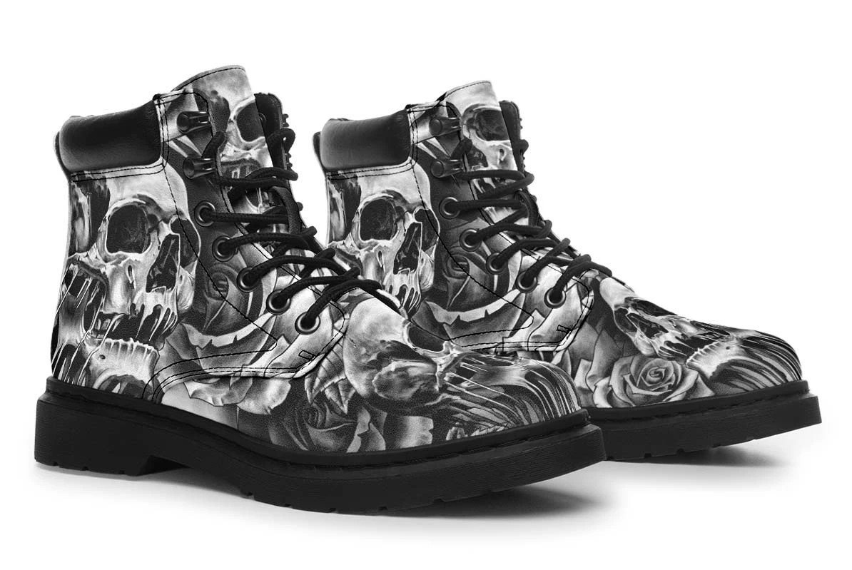 3D Skull Boots Grey Scary Skull