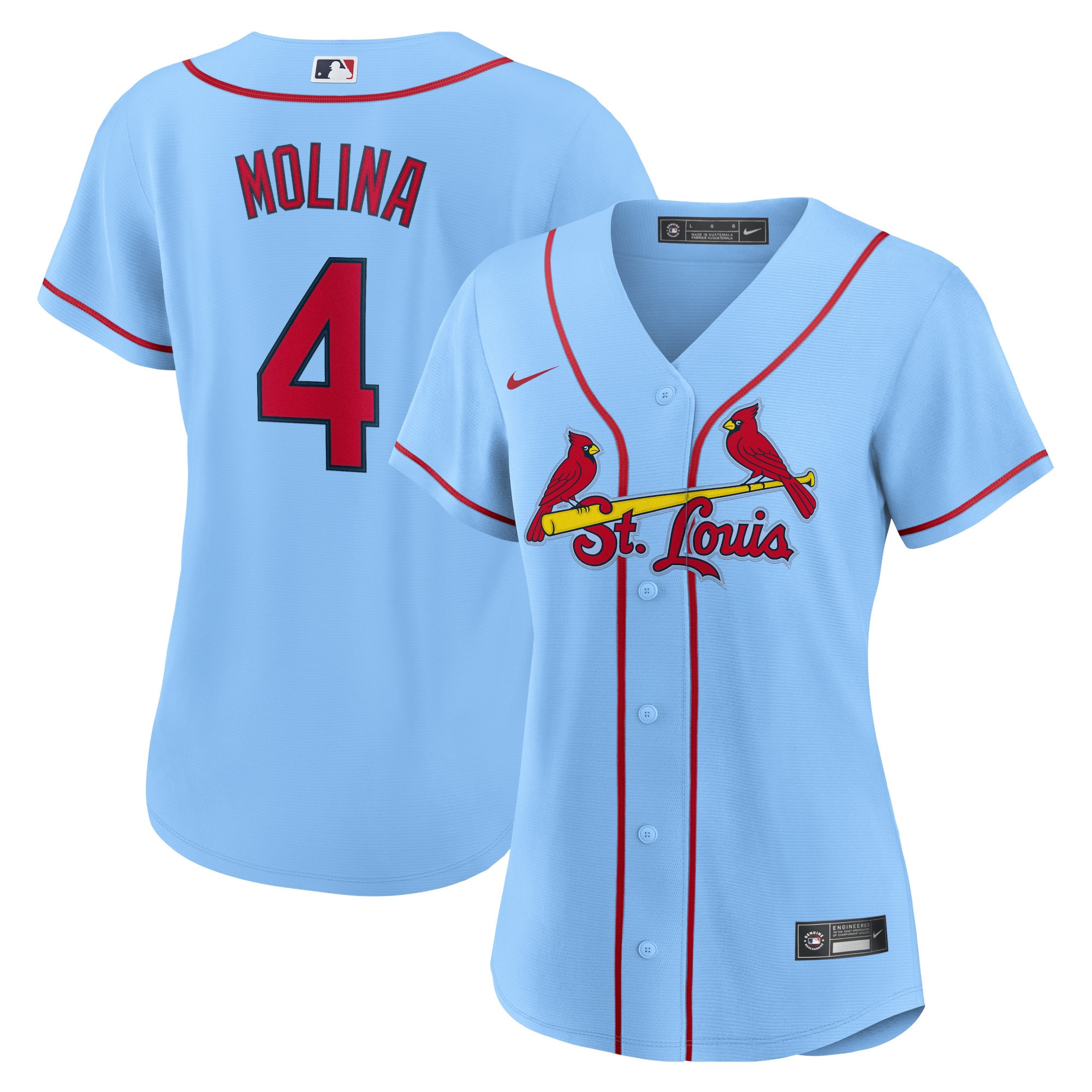 Yadier Molina St Louis Cardinals Womens Alternate Replica Player Jersey Light Blue MLB