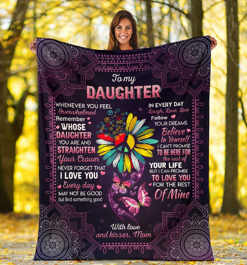 Butterfly Hippie Blanket Gift For Daughter – Mothers Presents Fleece Blanket Quilting For Birthday Daughter