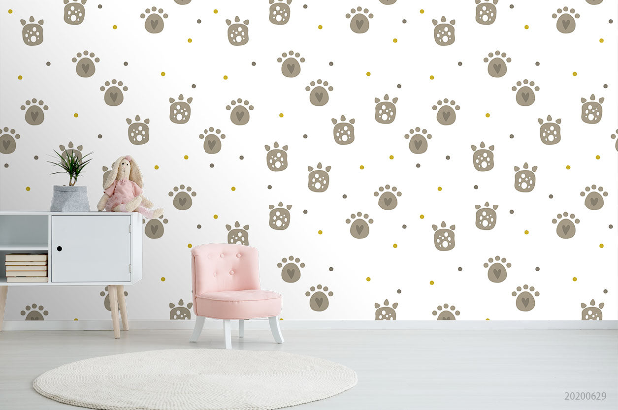 3D Cartoon Animal Footprints Wall Mural Wallpaper A355 Lqh