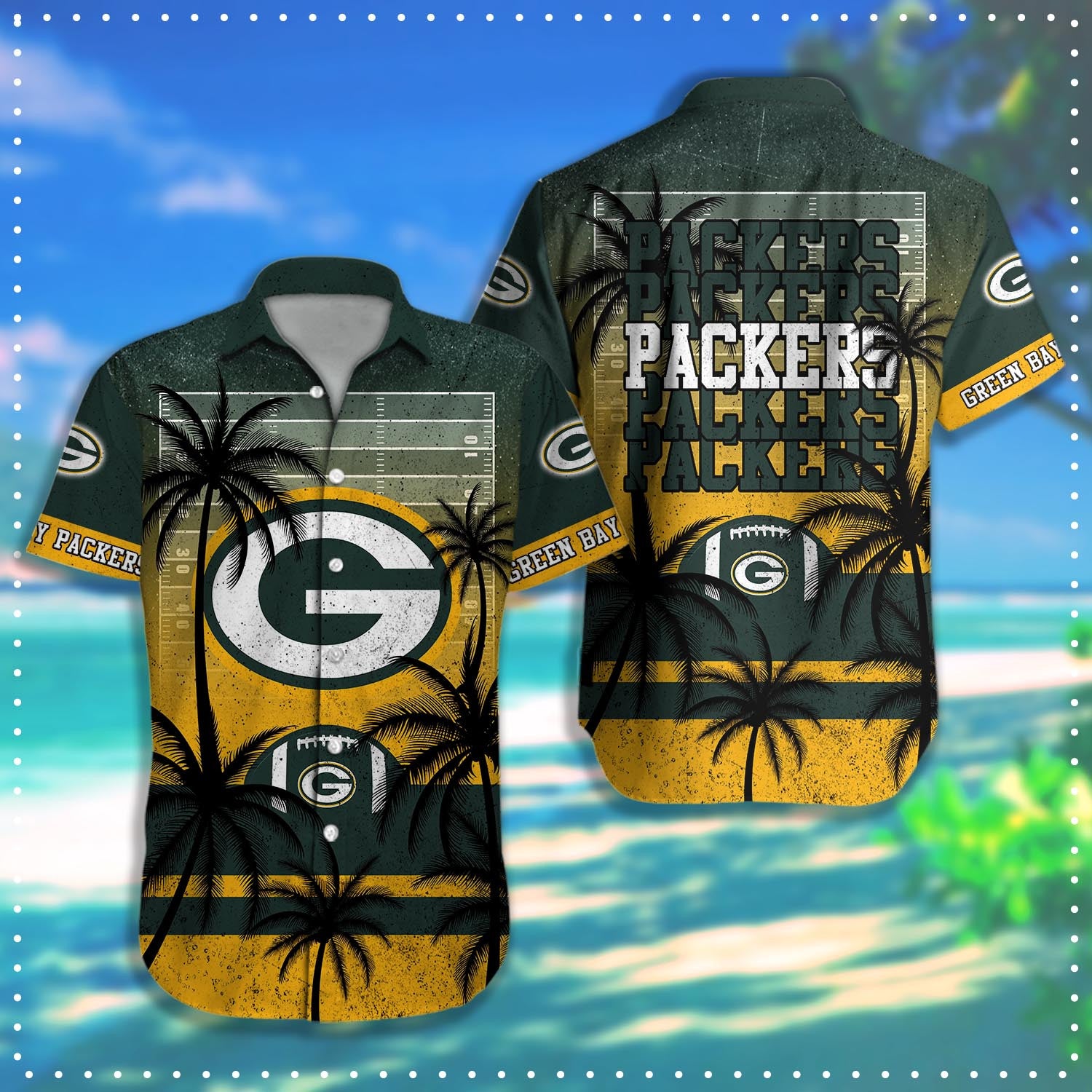 Green Bay Packers Hawaiian Shirt Coconut Tree & Ball