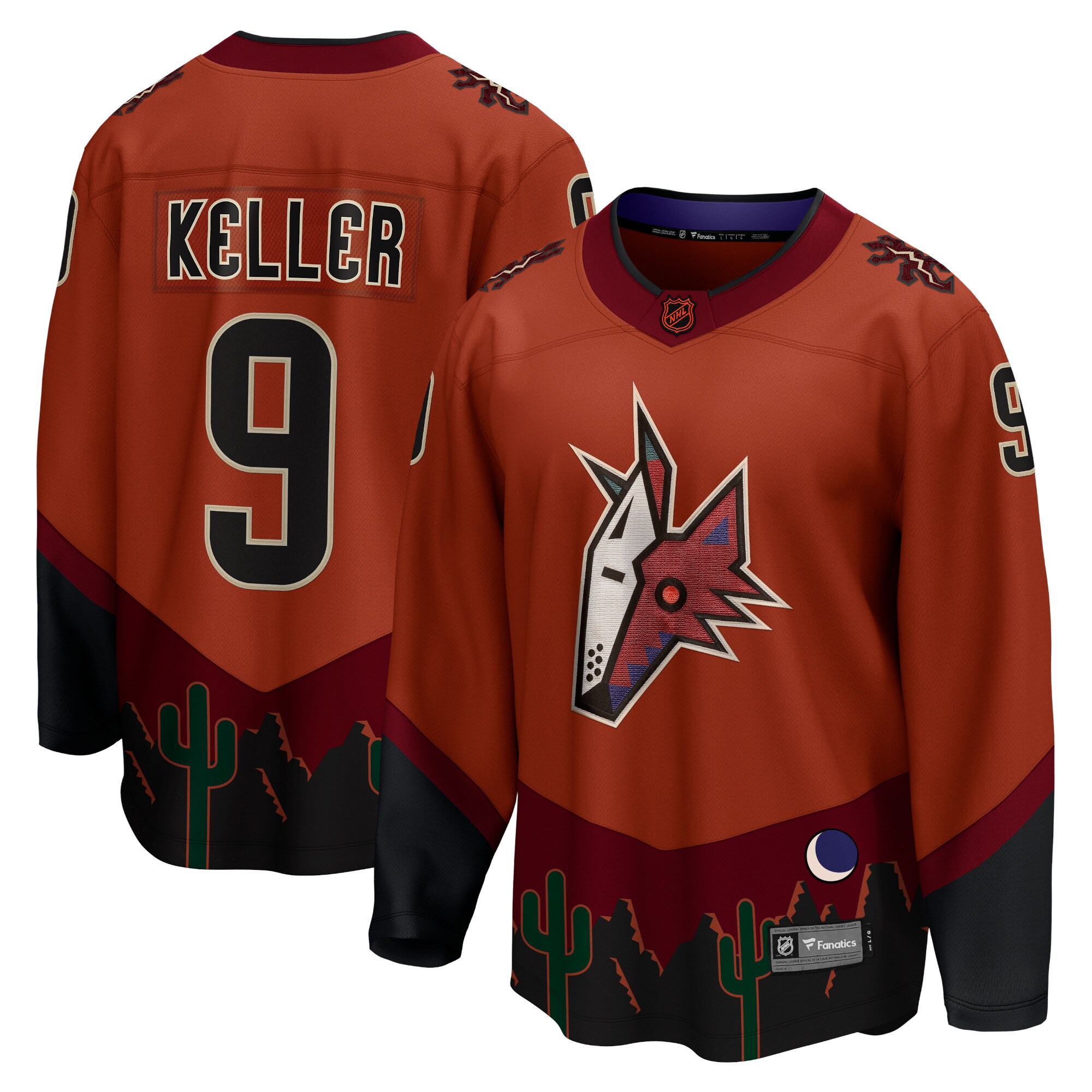 Men's Arizona Coyotes Clayton Keller Burnt Orange Special Edition 2.0 Breakaway Player Jersey