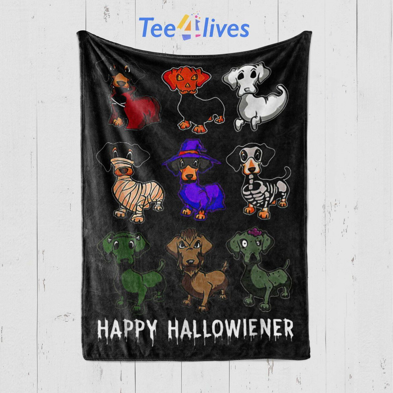 Happy Halloween Halloweiner Daschund Dog Lovers Blanket