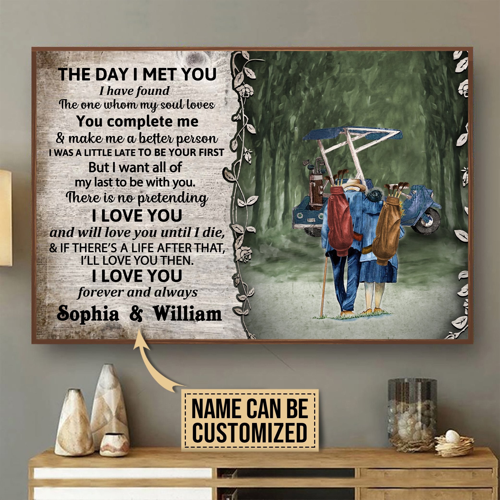 Aeticon Gifts Personalized Golf Cart The Day I Met Canvas Mom Dad Gift Home Decor