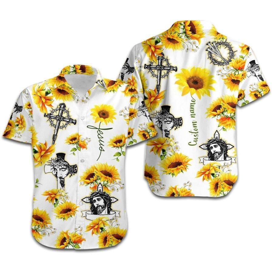 Hawaii Aloha Shirts Jesus With Sunflower Custom Name Ha98976