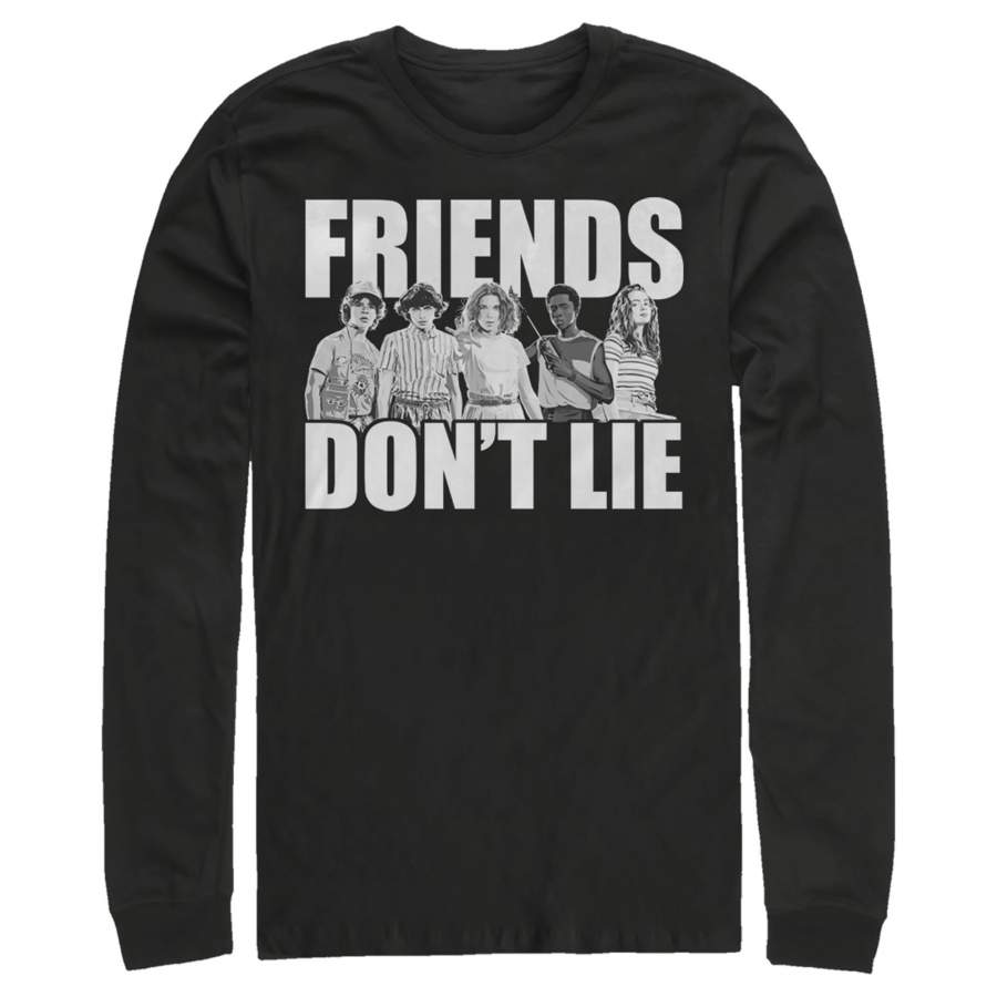 Stranger Things Men’s Friends Don’t Lie Character Pose  Long Sleeve Shirt