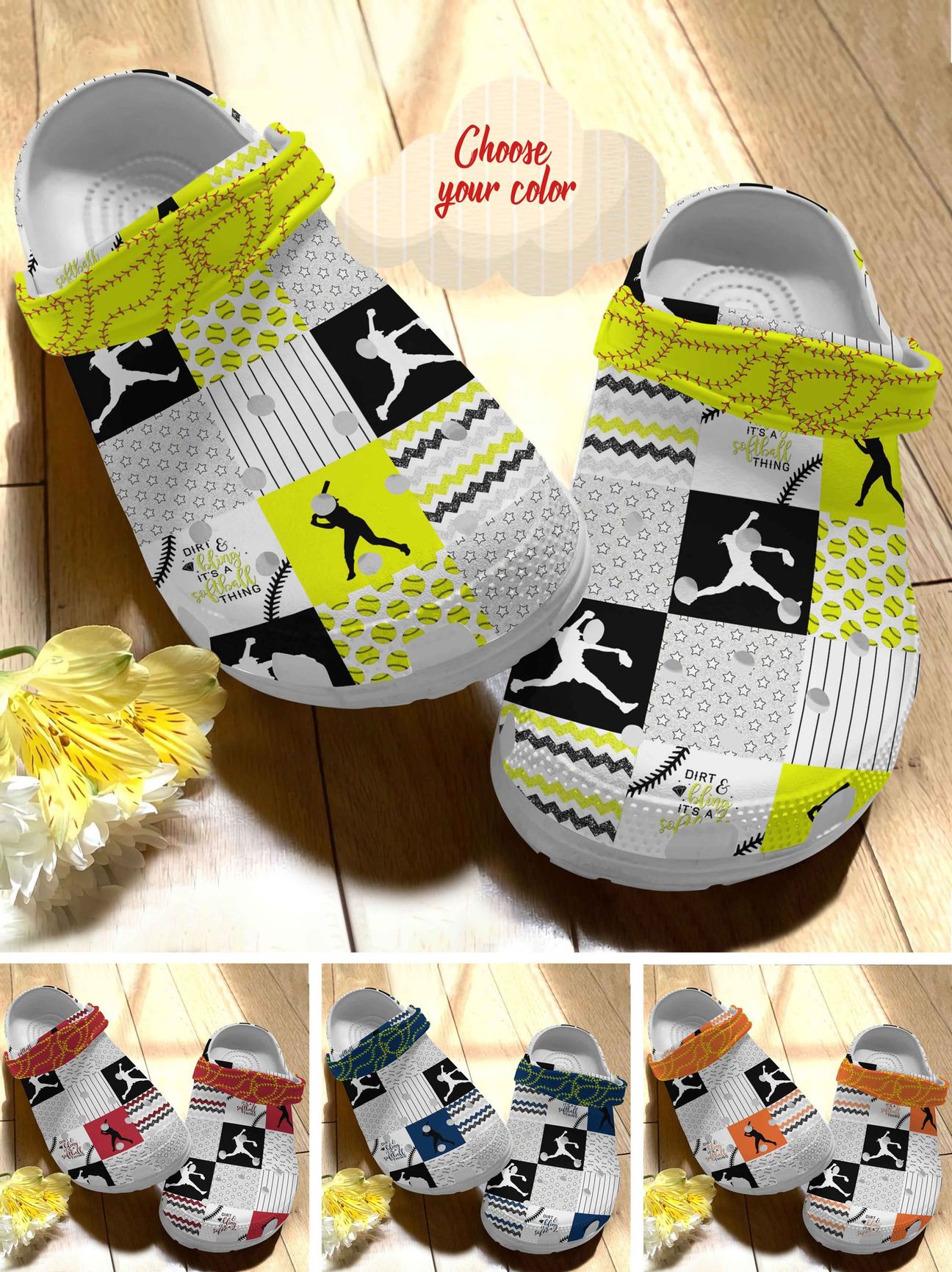 Softball Personalize Clog, Custom Name, Text, Fashion Style For Women, Men, Kid, Print 3D Dirt And Bling