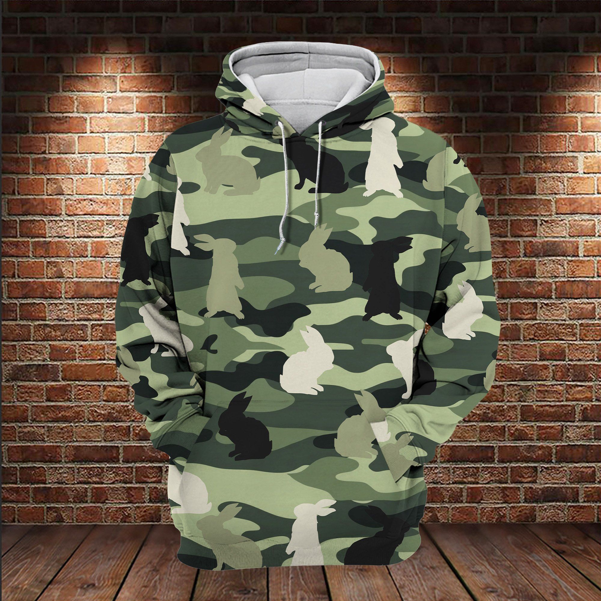 Rabbit In Green Camo Animal 3D All Over For Rabbit Lovers / DKHDTN170221