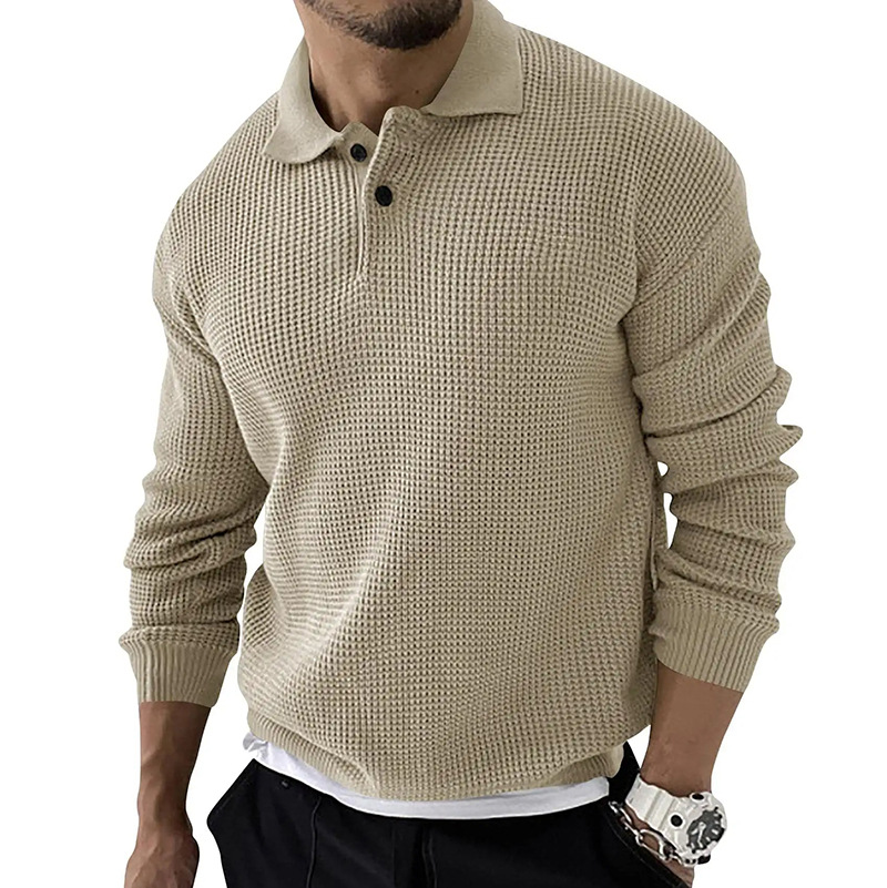 Autumn Winter Men’s Sweater Knitted POLO Shirts Lapel Solid Color Knitted Pullover Social Streetwear Casual Business Men Clothin alx