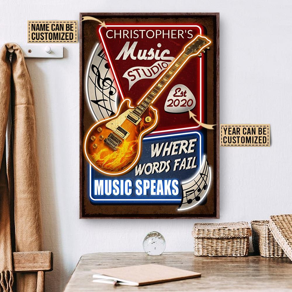 Aeticon Gifts Personalized Gibson Les Paul Music Speaks Canvas Mom Dad Gift Home Decor