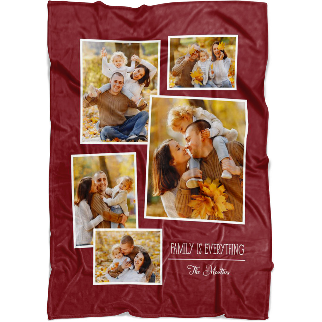 Personalized 5 Tilty Collage Photos Custom From Your Photos & Name Blanket