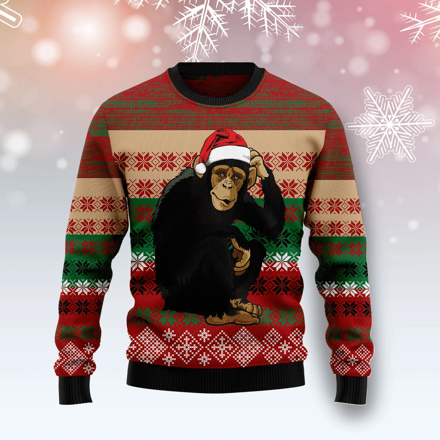 Chimpanzee Christmas Ugly Sweater