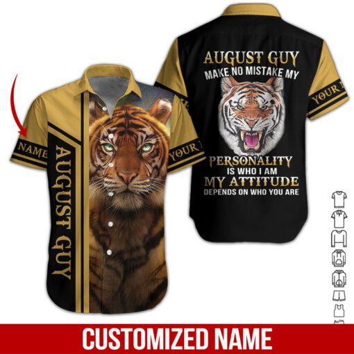 August Guy Tiger Custom Name Hawaiian Shirt | For Men & Women | Hn2038