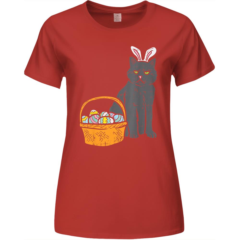 Black Cat Bunny Ears Eggs Basket Easter Pet Lover Gift Premium Womens Tshirts