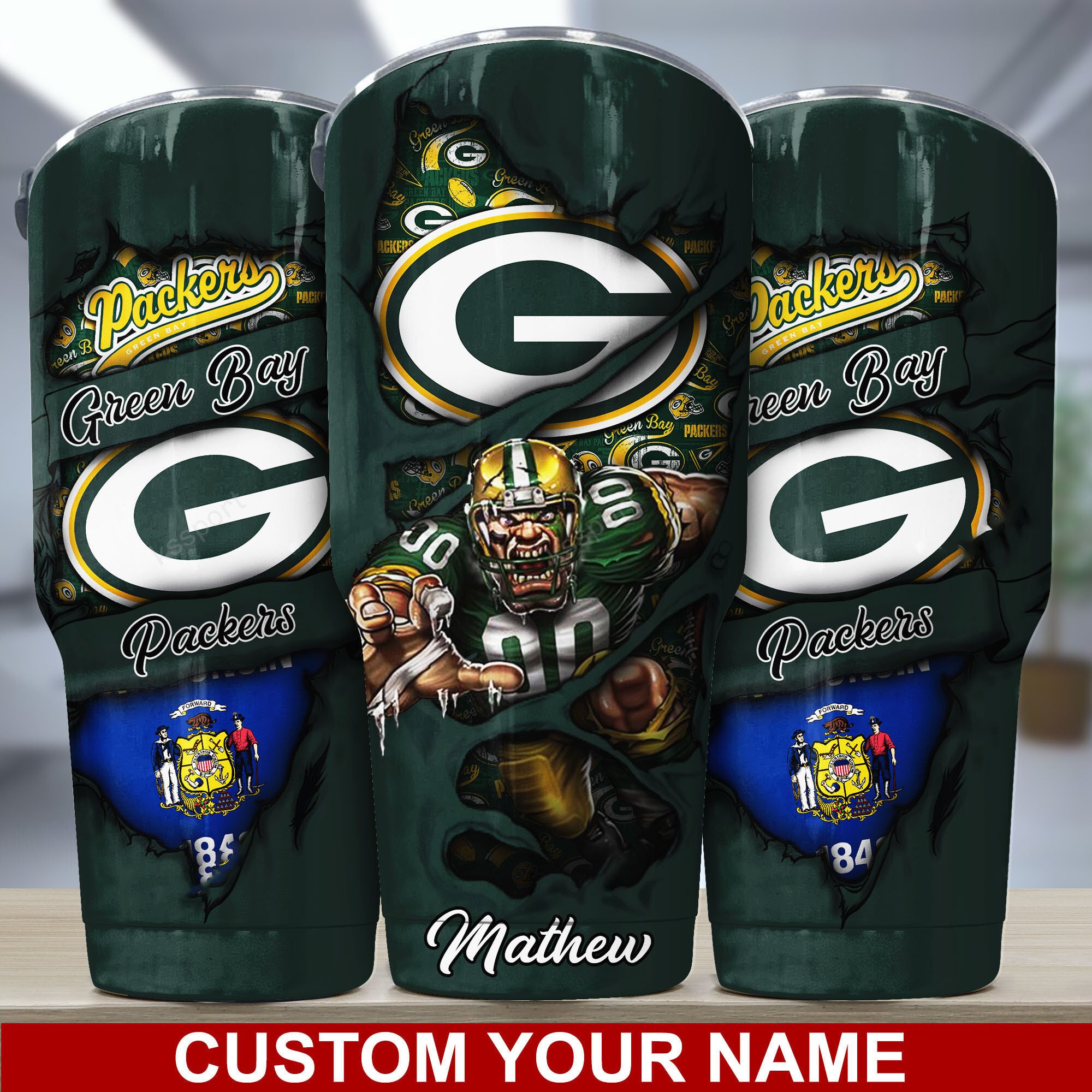 Green Bay Packers Custom Name Tumbler Bg232