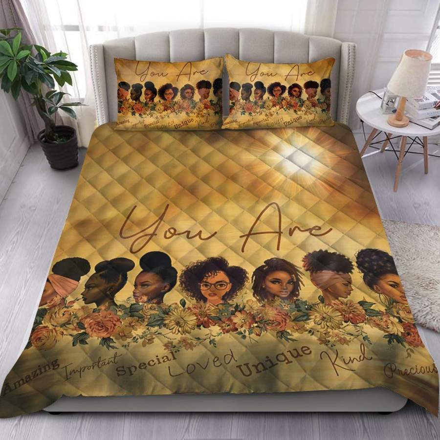 You Are Amazing Black Girl Quilt Bed Set