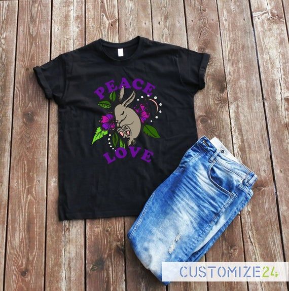 Peace Love T Shirt Vegan Sayings T Shirt Motivational Shirt Vegans T Shirt Trendy T Shirt Gift T Shirt Tumblr Shirt Rabbit T Shirt