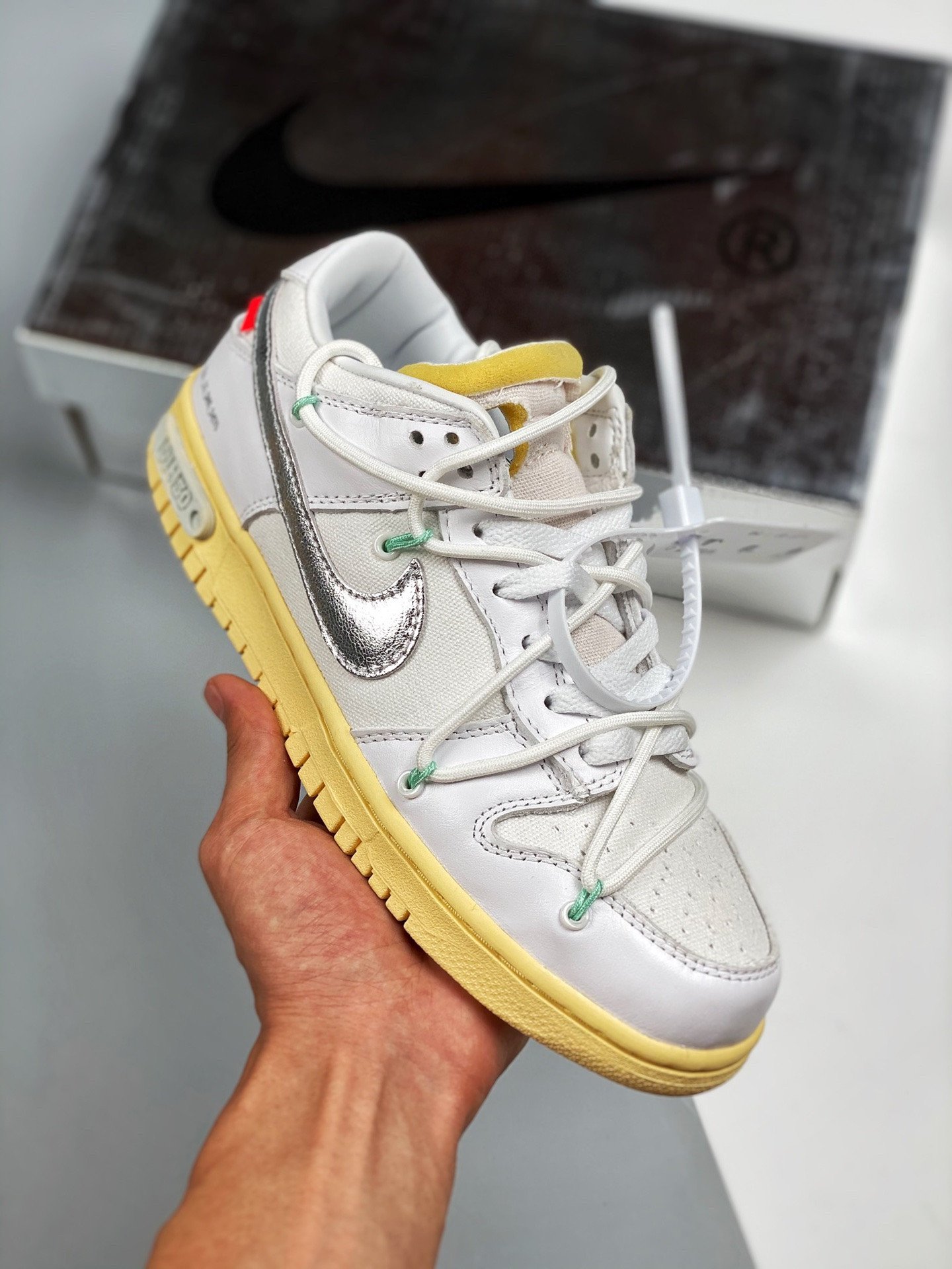 Off-White x Nike Dunk Low 01 of 50 White Silver Gum 5338958