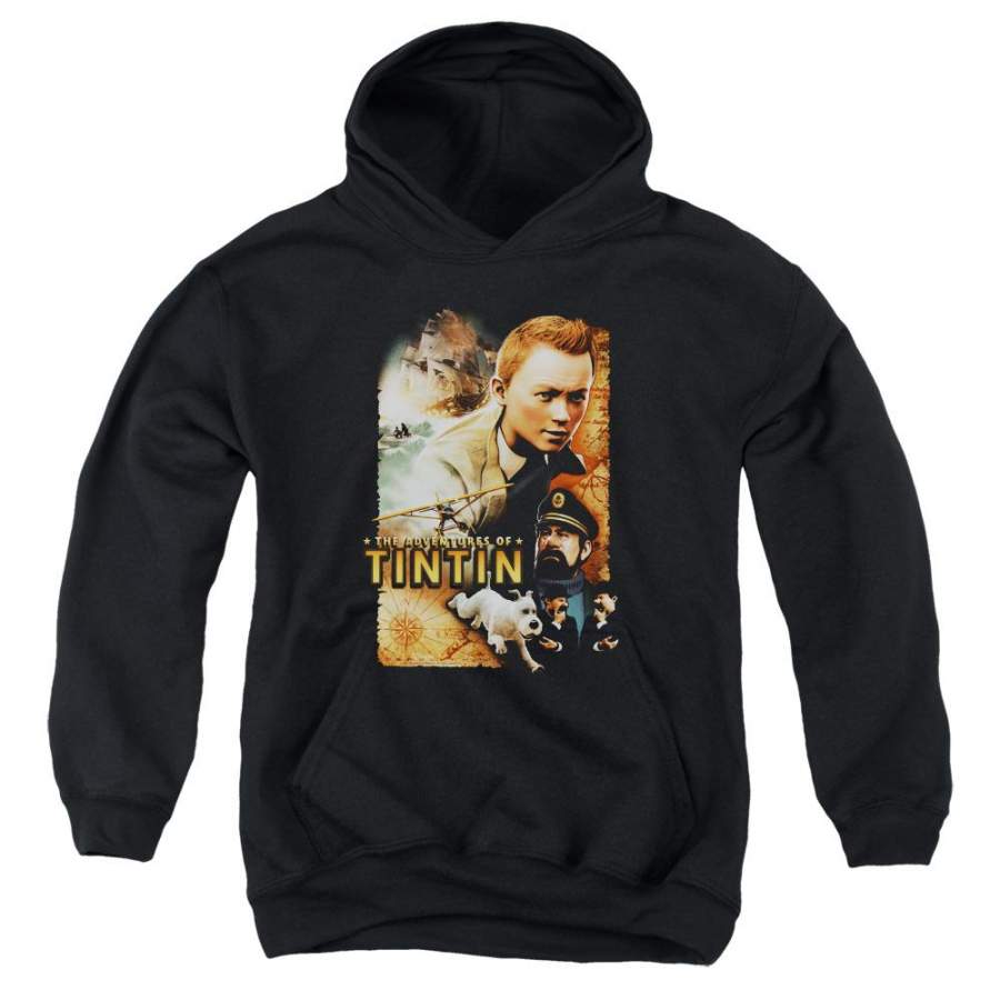 The Adventures of Tintin Adventure Poster Youth Hoodie (Ages 8-12)