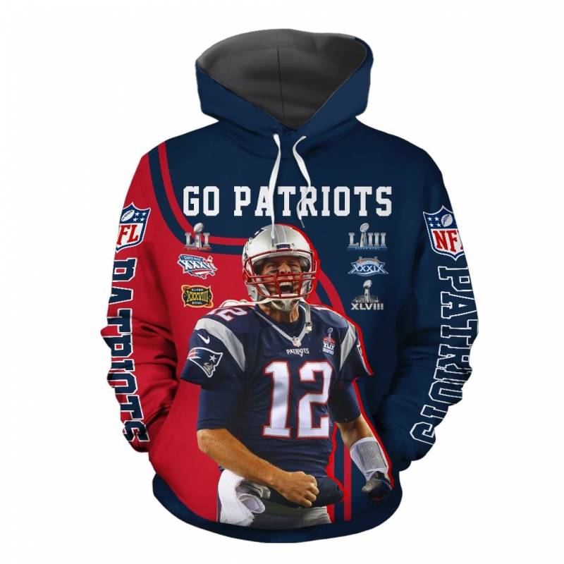 Tom Brady New England Patriots Go Patriots All Over Printed