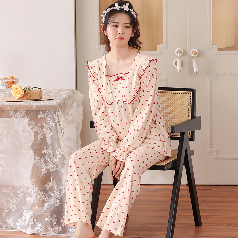 Big Yards Pajamas Set Women 2pcs Pijamas Long Sleeve Autumn Casual Cute Nightwear Nighties Princess Sleepwear Homewear Plus Size alx