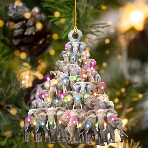 Elephants Forming A Christmas Tree Christmas Ornament