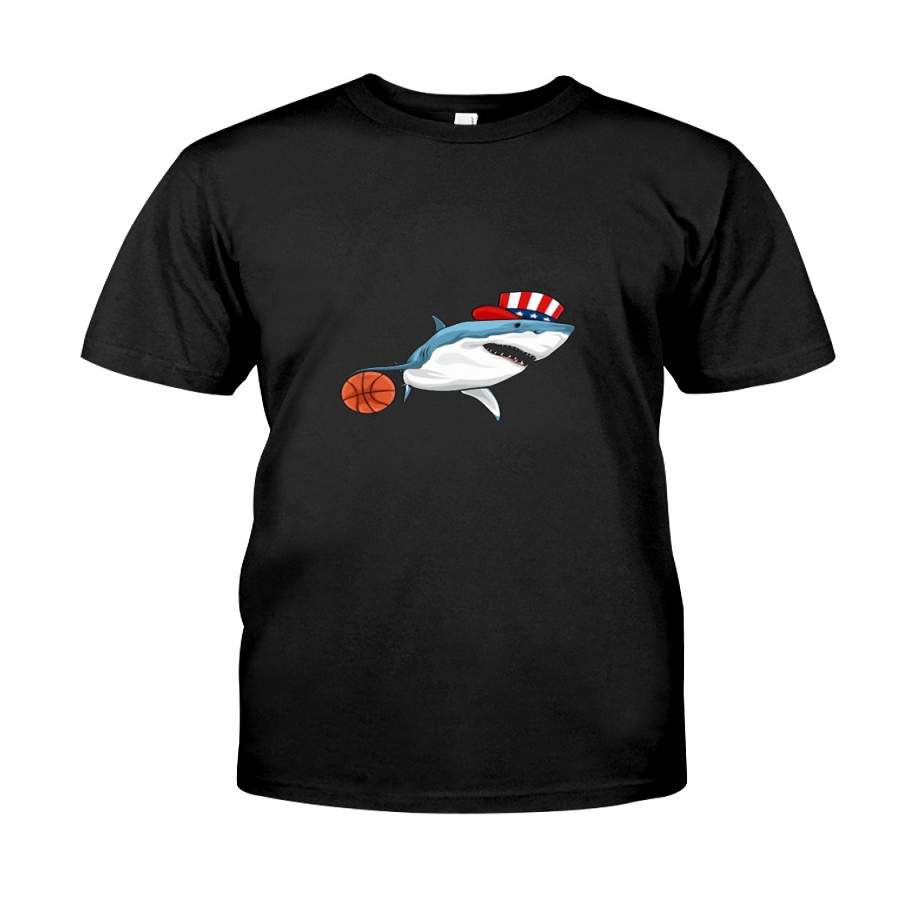 Shark Basketball 4th Of July Premium Fit Mens Tee – T-Shirt