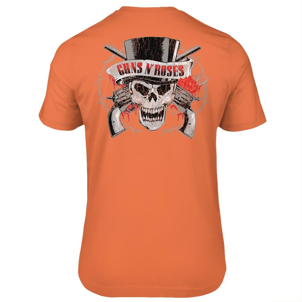 Guns N’ Roses Tophat Skull Roses T-shirt- print on back – Skull Art Prints