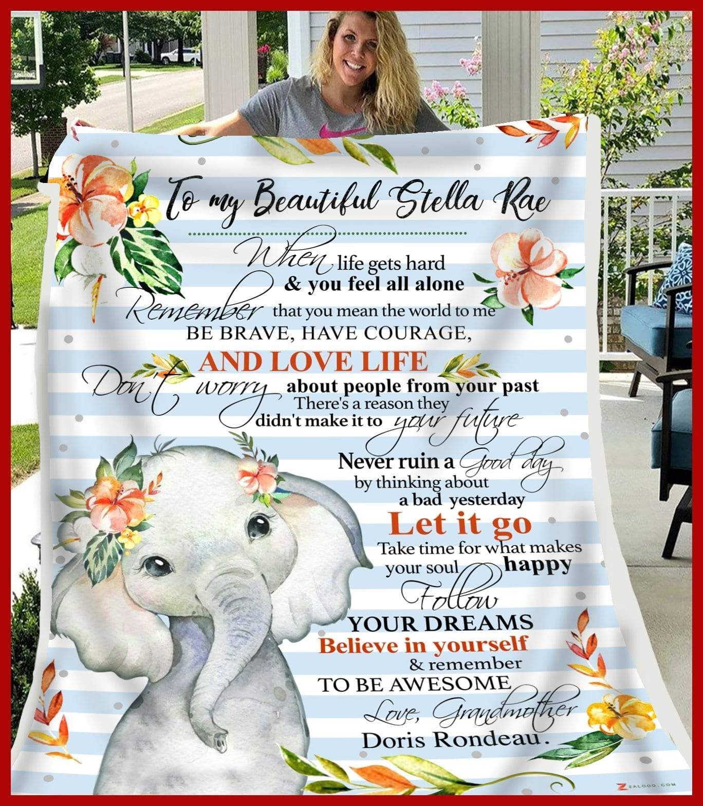 Blanket – Elephant -Granddaughter (Custom) – Remember To Be Awesome