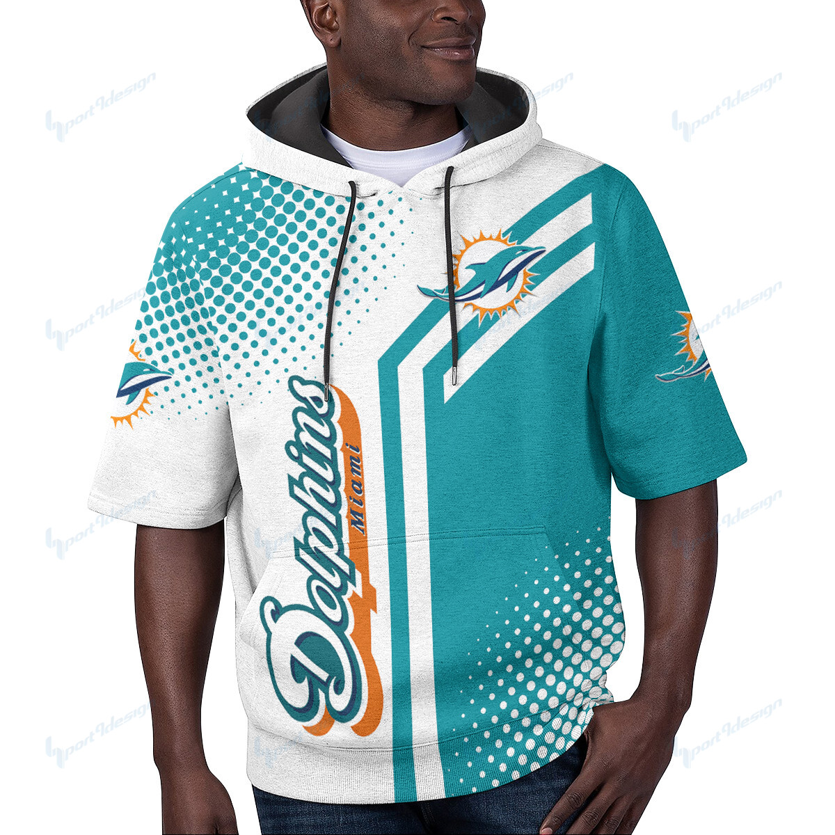 Miami Dolphins Short Sleeve Hoodie Bg73