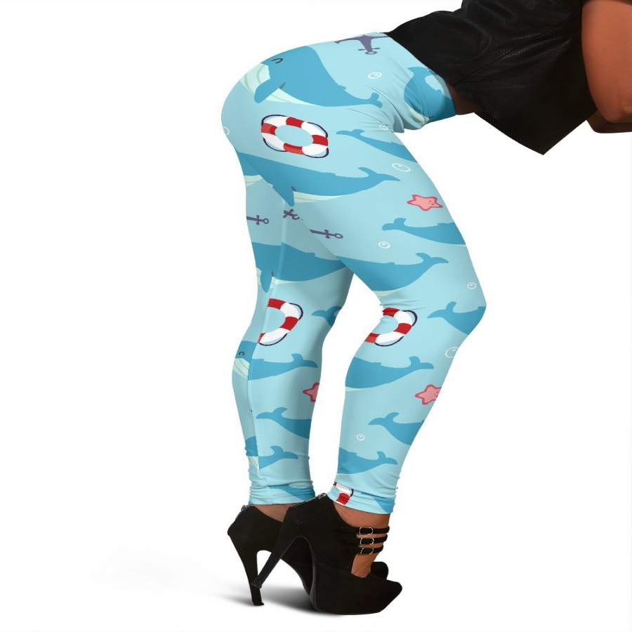 Whale Humpback Pattern Print Women Leggings