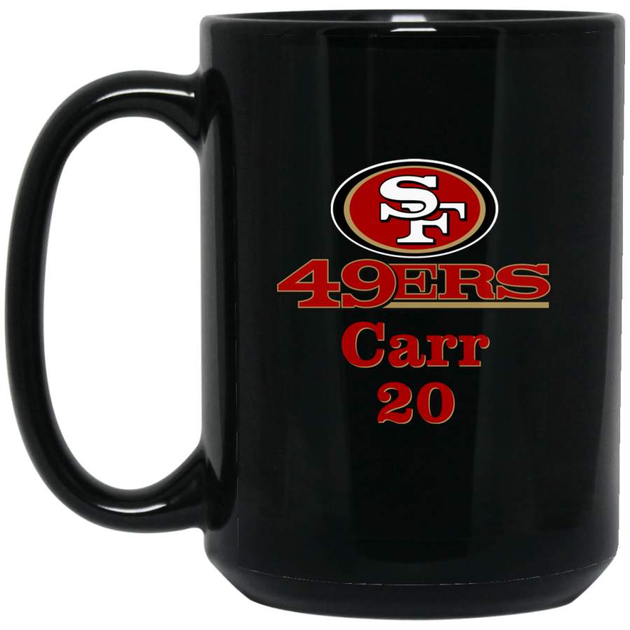 Custom Personalized San Francisco 49ers Logo & Text Carr 20 BM15OZ 15 oz. Black Mug