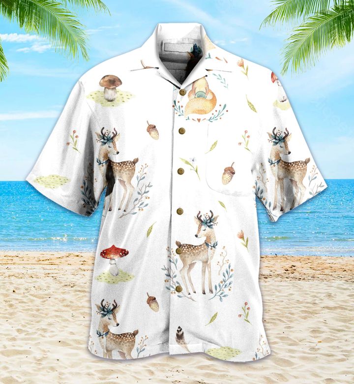 Deer And Fox White Hawaii Shirt Lover Hawaii For Men Women Ha30945