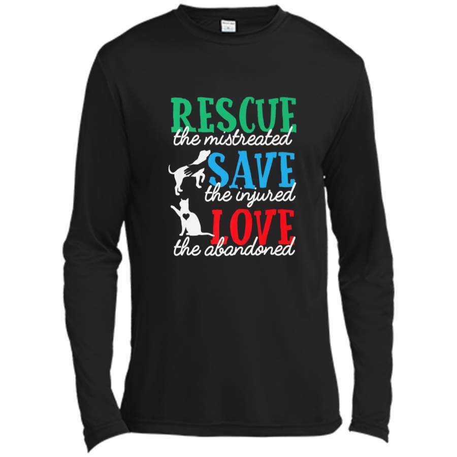 Rescue Save Love Animal Rescue Cat Dog Lover  Gifts Long Sleeve Moisture Absorbing Shirt