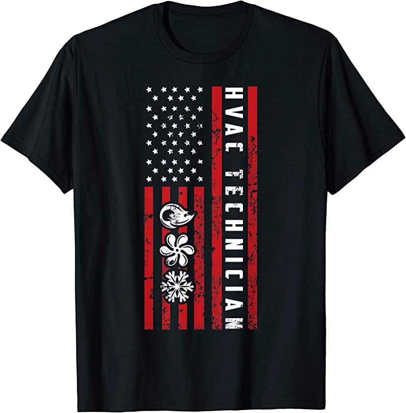 Vintage HVAC Technician USA HVAC Tech American Flag T-Shirt