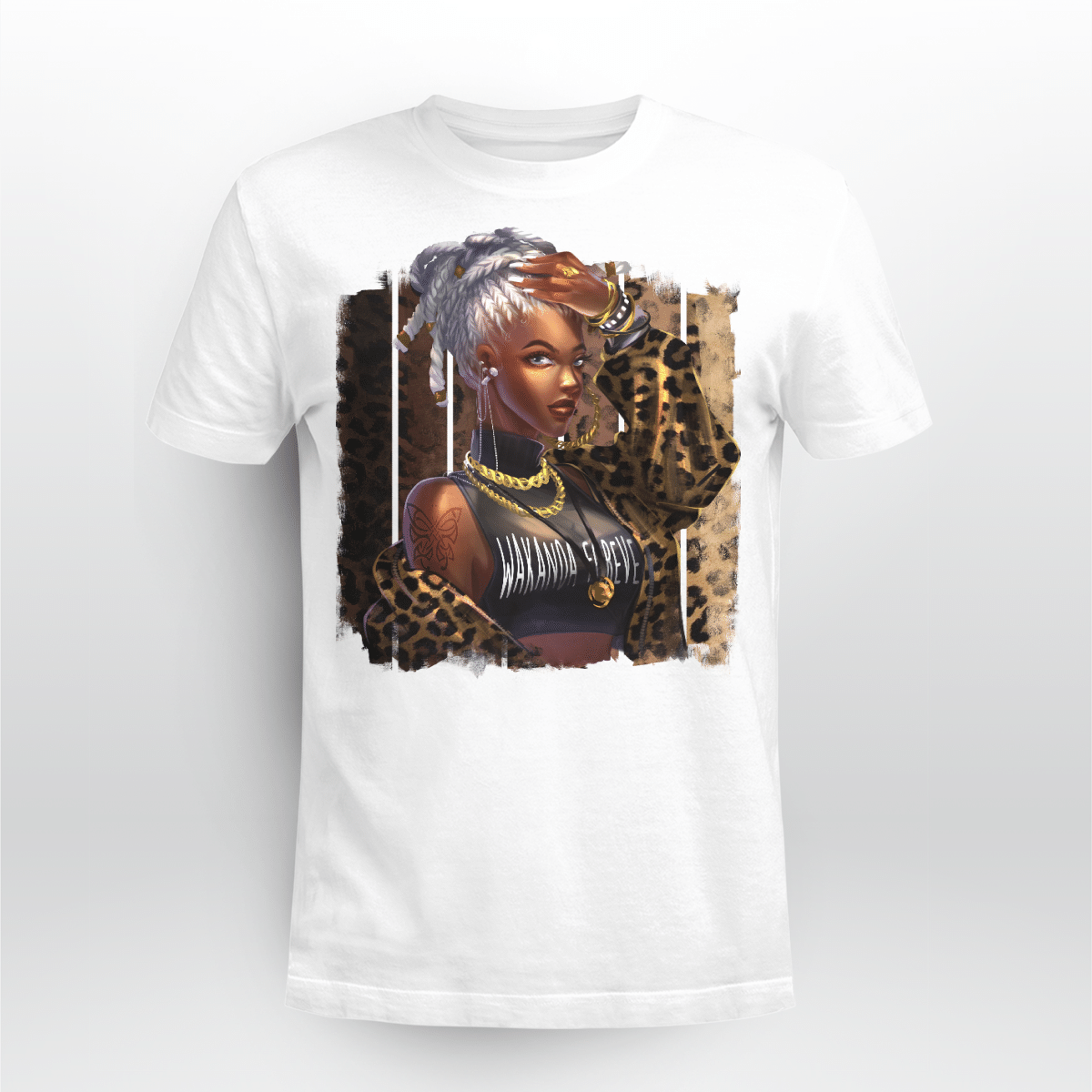 Black Woman Dreadlocks Shirt Girl Leopard