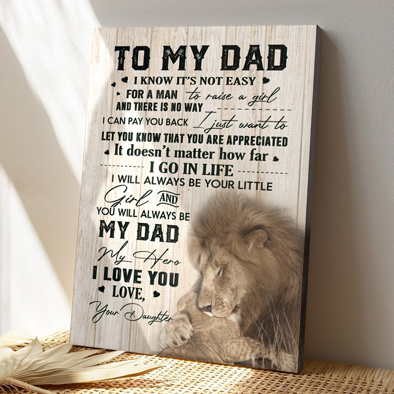 To My Dad – Lion Daughter – I Know It’S Not Easy – Father’S Day Canvas Art – Best Gift For Dad – Ciaocustom