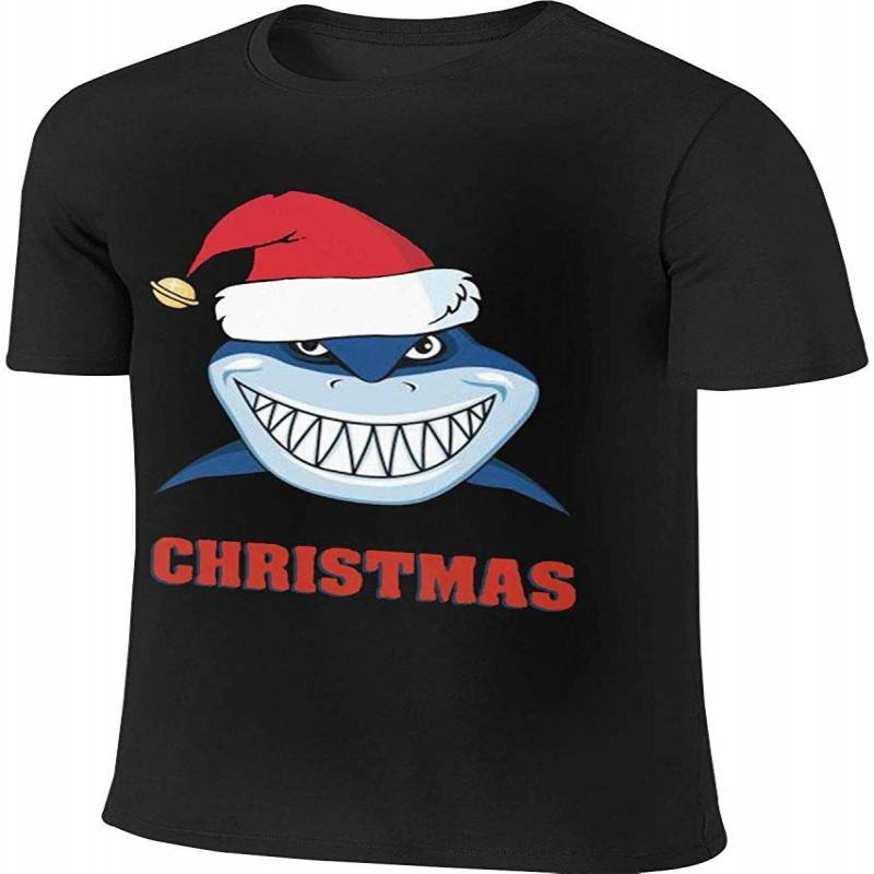 Btve Jaws Shark Christmas Leisure Hiking Black Tee