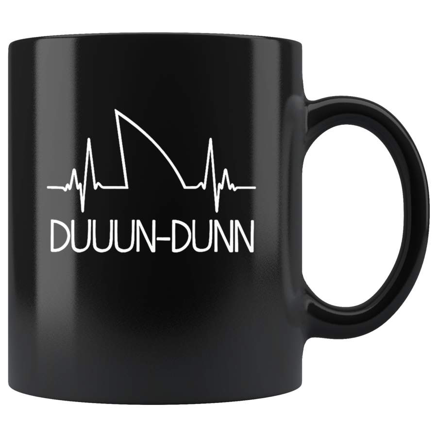 Shark duuun heartbeat black gift coffee mug