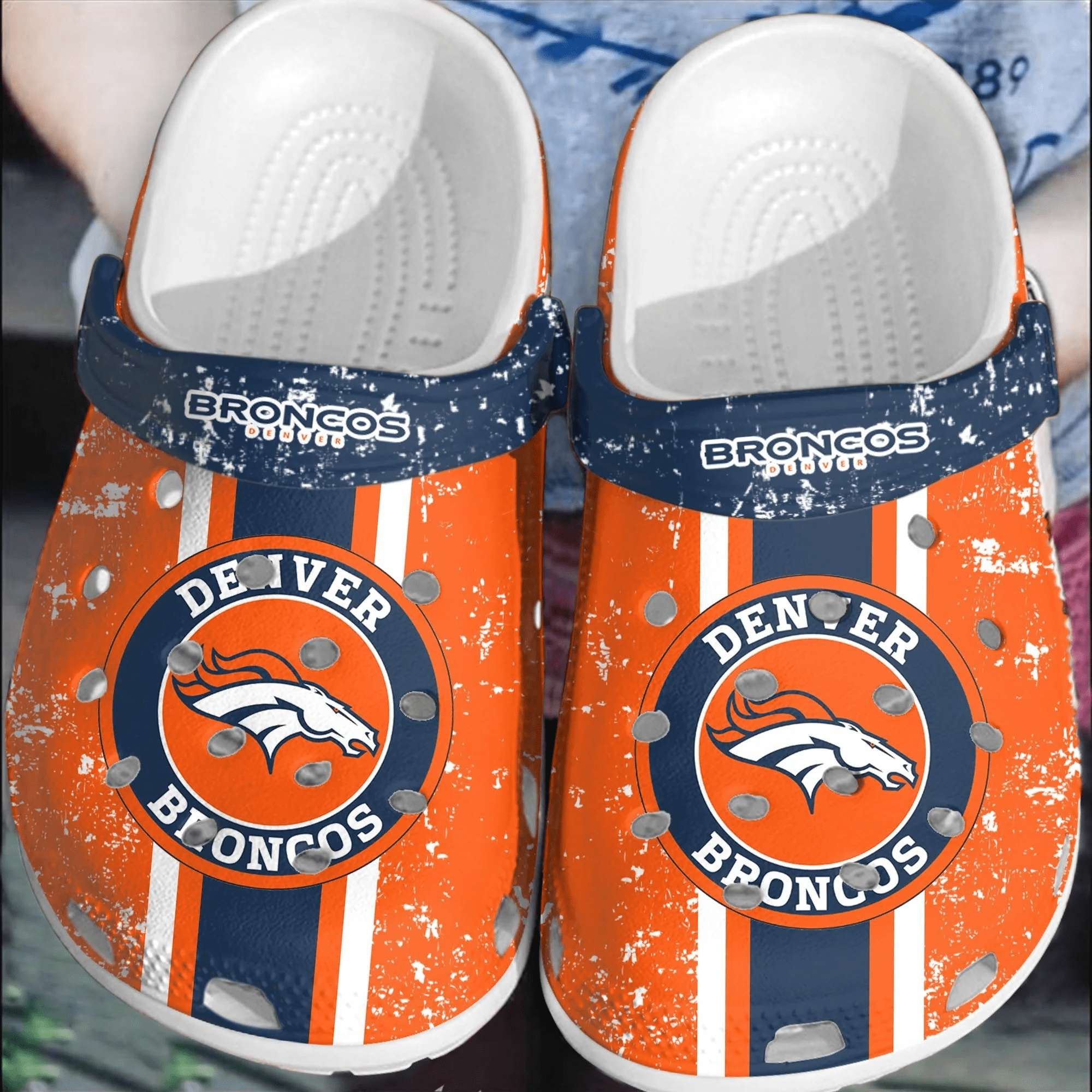 NFL Denver Broncos Football Crocband Shoes Comfortable Clogs Crocss For Men Women