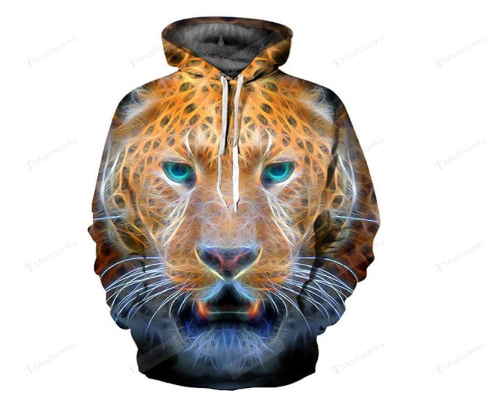 Creative Colorful Wild Leopard 3D All Over Print Hoodie, Zip-Up Hoodie