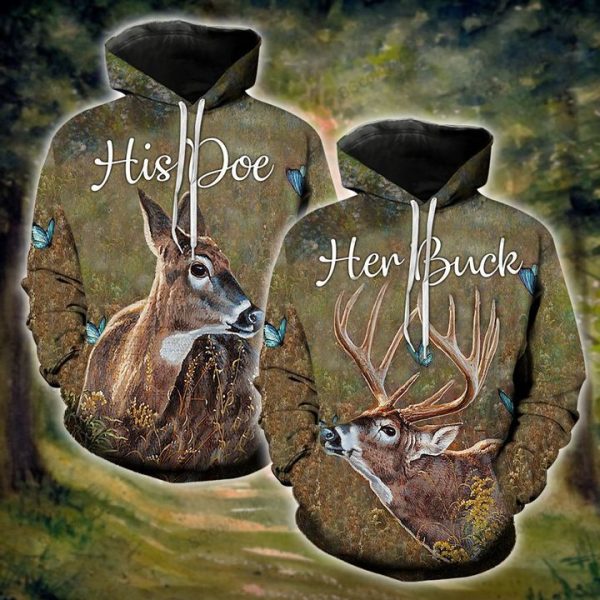 Buck Doe Forest Couple Hoodie