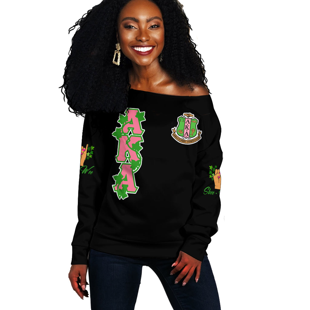 ( Custom Personalized ) Alpha Kappa Alpha Mirror Women Off Shoulder Sweatshirt T09