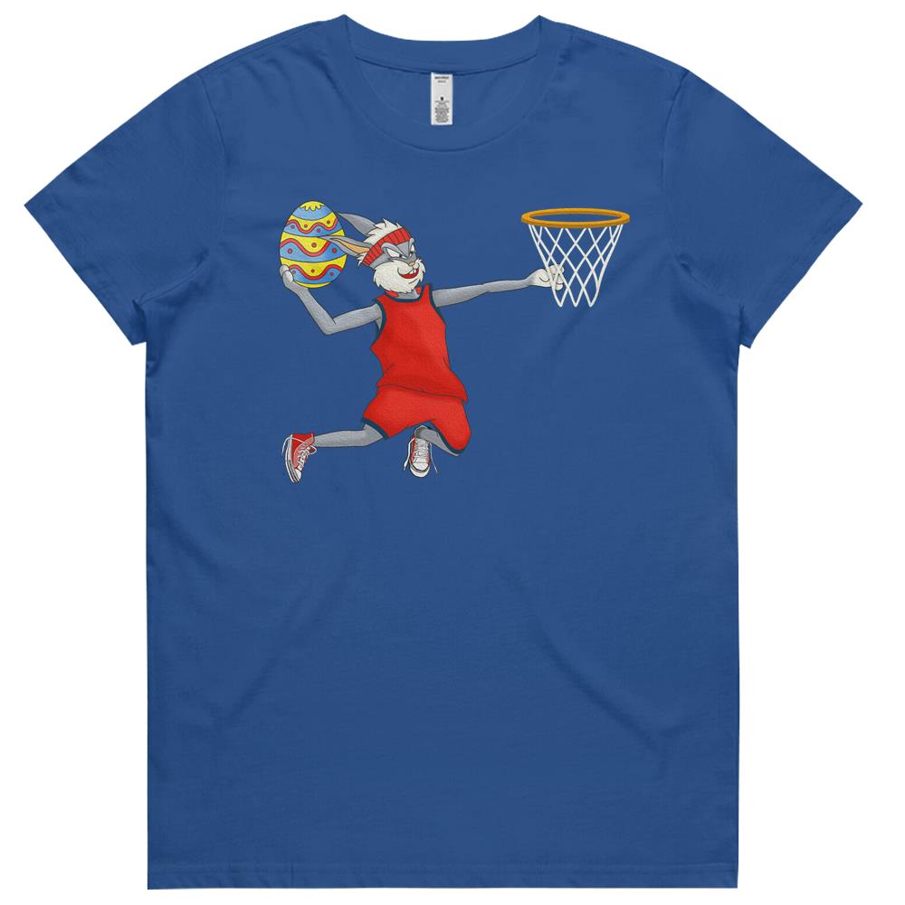 Bunny Basketball Player Happy Easter Kids Womens Tshirts