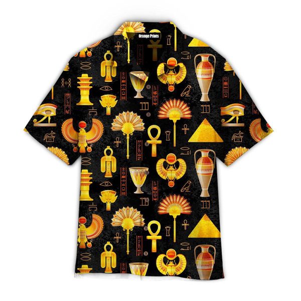 Black Grunge Ancient Egyptian Pattern Hawaii Shirt For Men Women Ha51381