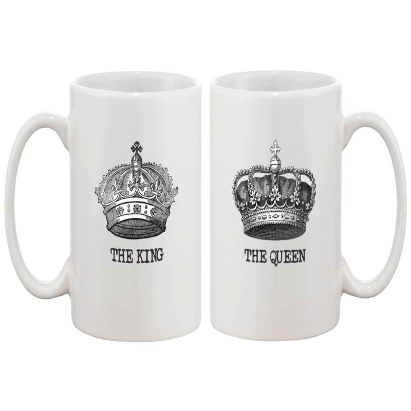 The King and Queen Couple Mugs – His and Hers Matching Coffee Mug Cup Gift