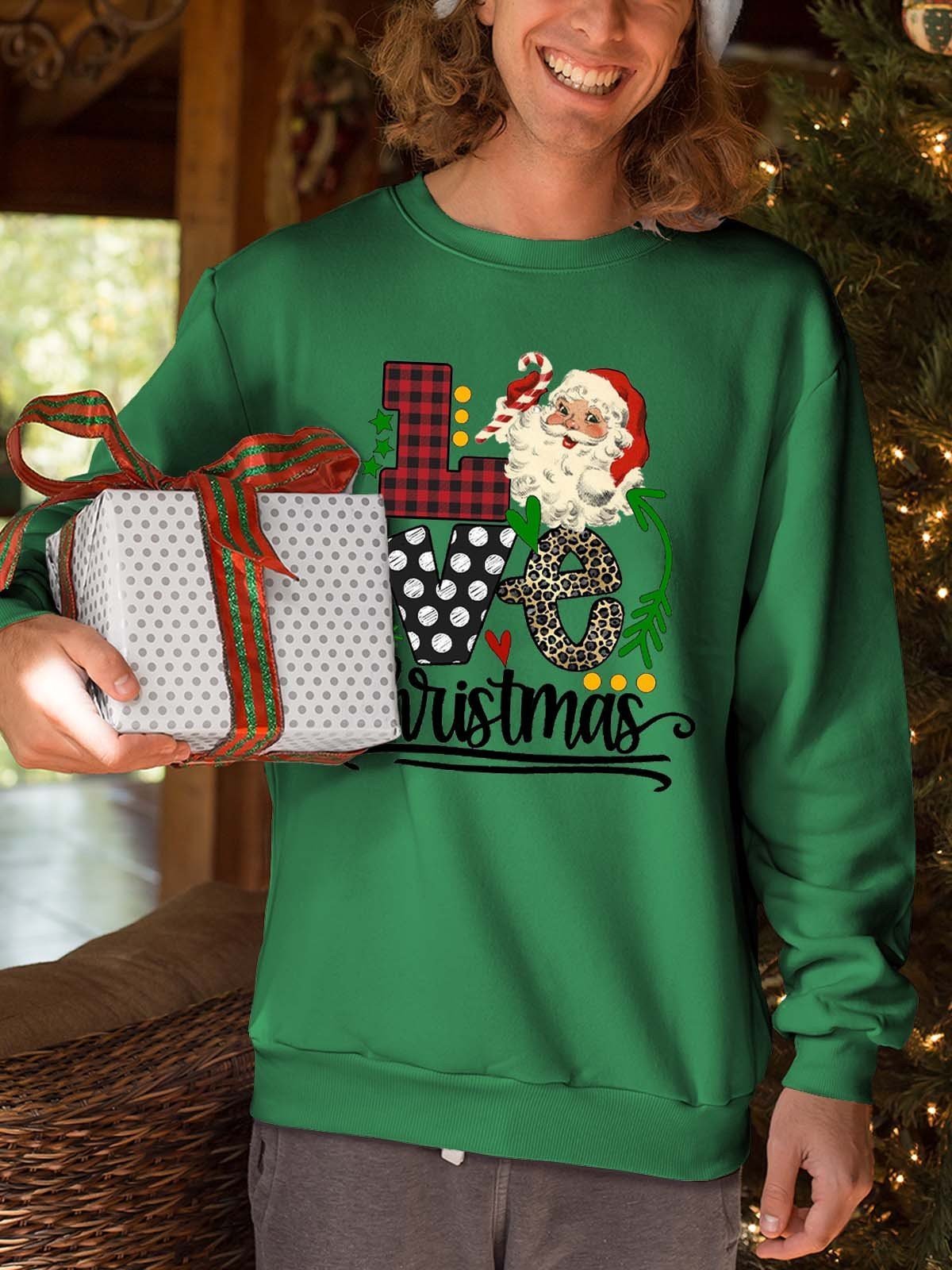 Men’S Santa Love Christmas Sweatshirt