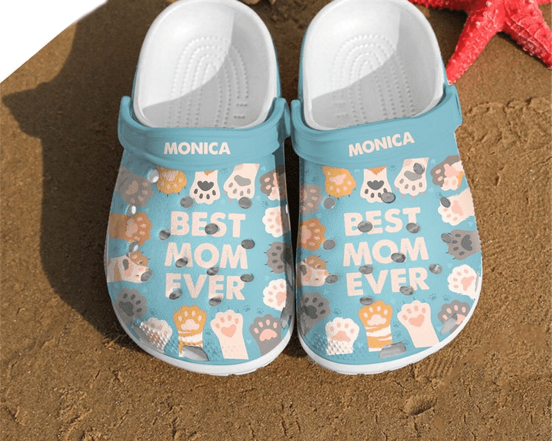 Custom Name Paw Best Mom Ever Rubber clog Shoes Comfy Footwear