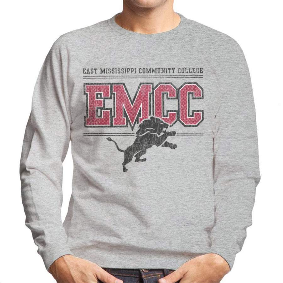 East Mississippi Community College Dark Distressed Lion Logo Men’s Sweatshirt