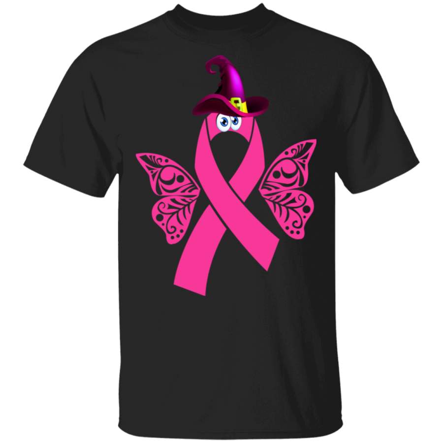 Halloween Breast Cancer Shirt Butterfly Witch Pink Ribbon Funny Halloween Breast Cancer Awareness Gifts T-Shirt